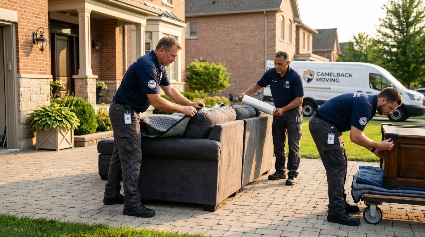 Large estate moving crew wrapping furniture in Cherokee, AL